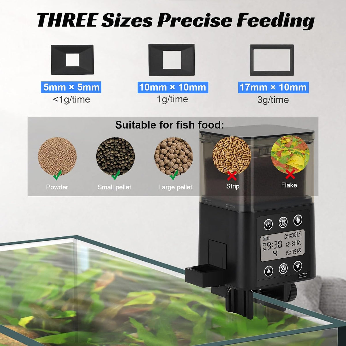 USB Automatic Fish Feeder for Aquarium, 320ML for 3~6 Months