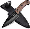 8.5" Full-tang Fixed Blade Knife w/Sheath (Wooden Handle-Brown) | Stainless Steel Blade; Outdoor Knives for Survival