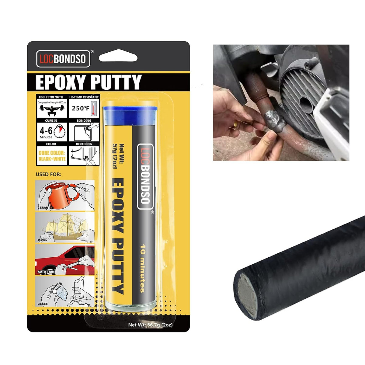 LOCBONDSO Epoxy Putty, Strong Bond Epoxy Putty Stick, Grey(2 oz.)