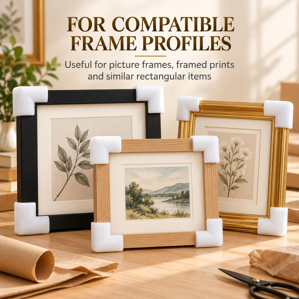 25 Pcs Picture Frame Corner Protectors, White Foam Packing Guards