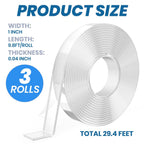 Nano Tape Double Sided Tape Heavy Duty 1" x 9.8Ft 3Rolls