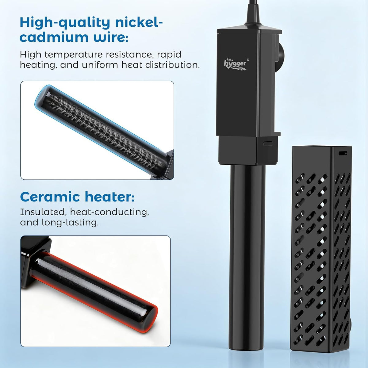 Upgrade Ceramic Aquarium Heater, 200W Digital Fish Tank Heater with Automatic Power-Off and Over-Temperature