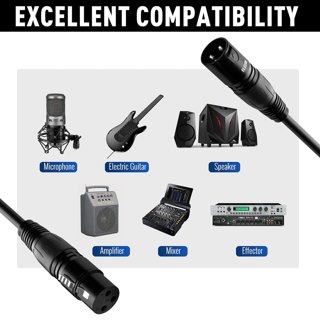 XLR Cable Microphone Cable 25 Feet,Elecan Heavy Duty Balanced XLR Speaker Cable (From 25-200FT) 3-Pin Shielded Male
