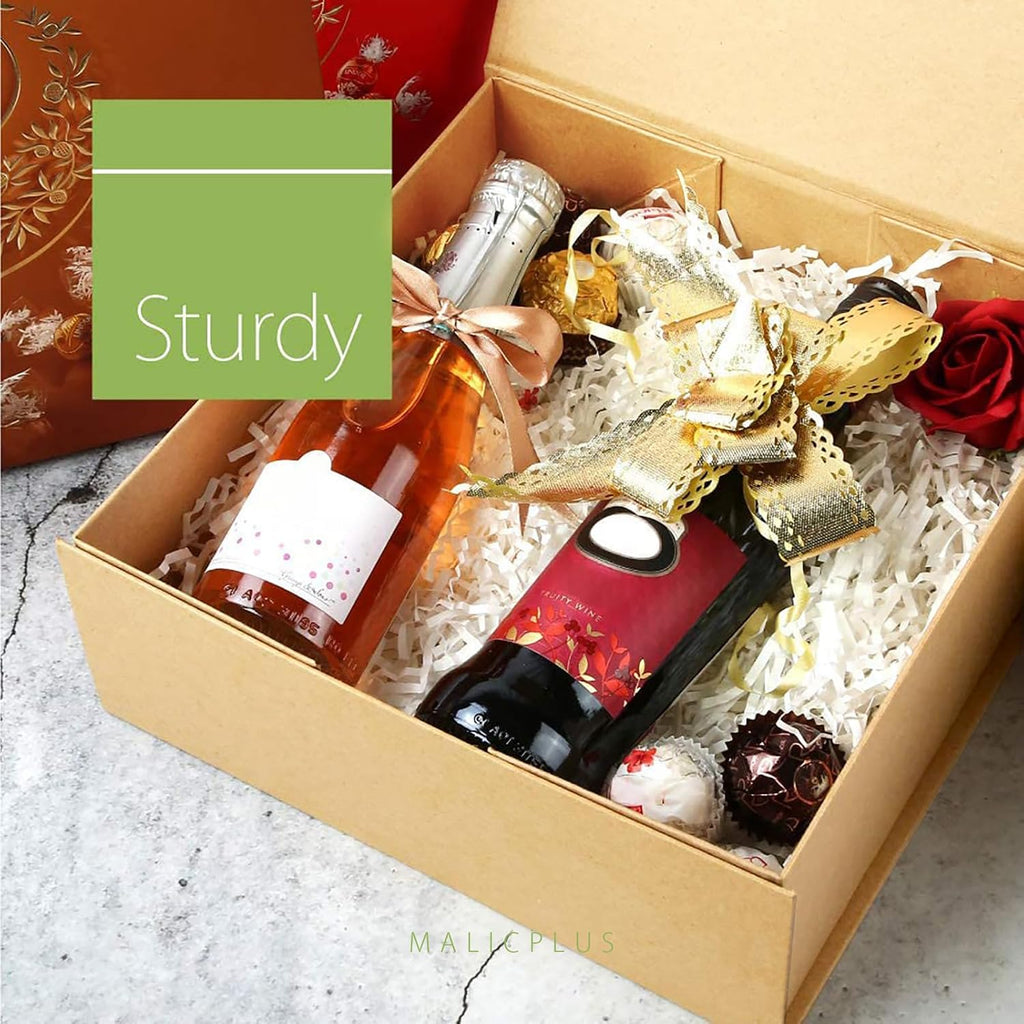 6 Kraft Gift Boxes with Magnetic Lids for Present,9x9x3.4 Inch