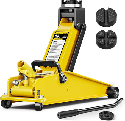 3 Ton (6600 lbs) Floor Jack, Heavy Duty Steel Hydraulic Jack for Car, Low Profile Floor Jack with Rubber Pad, Quick