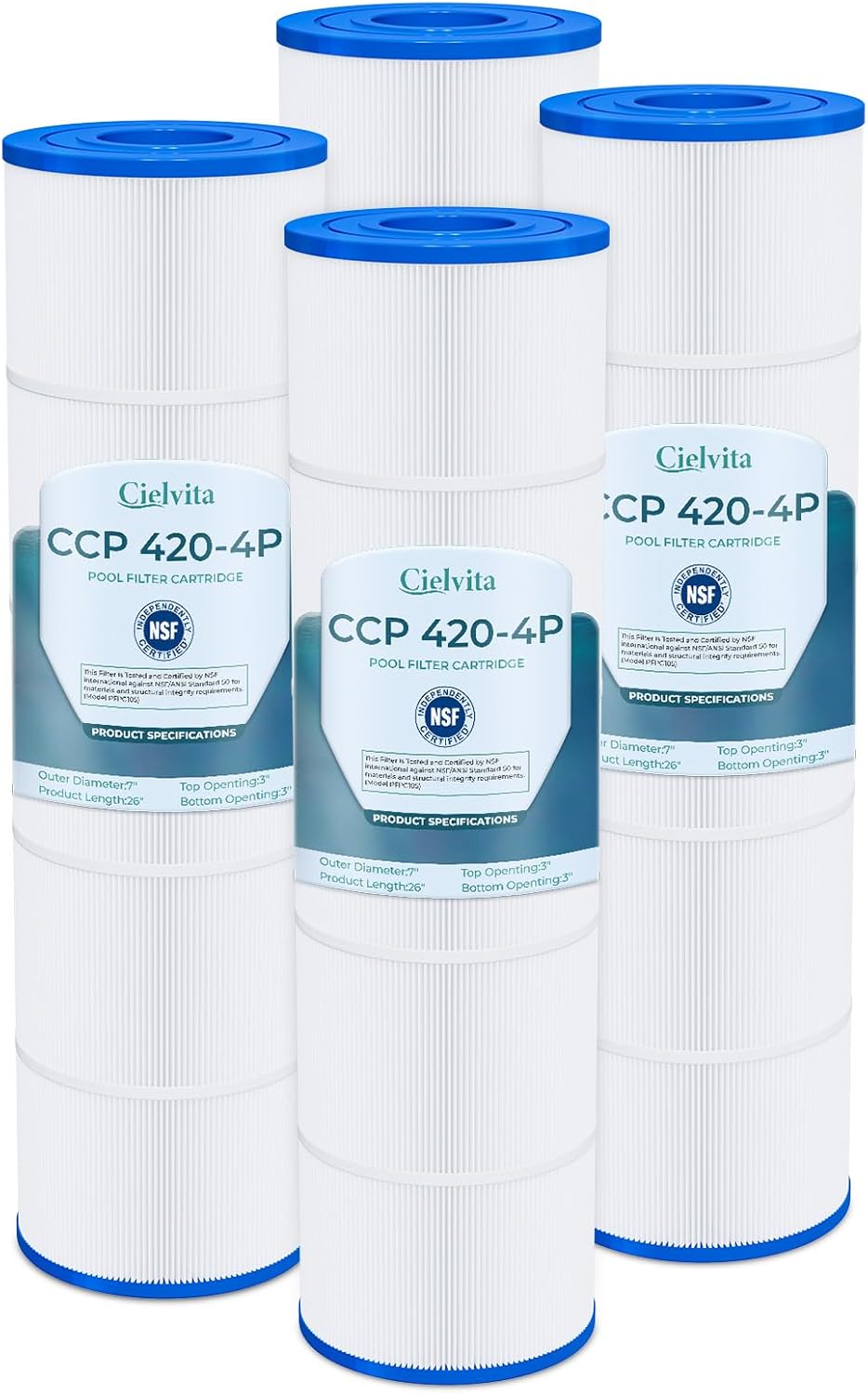 CCP420 4 oz Media Pool Filter Cartridge Replacement for Pentair Clean & Clear Plus 420, Replaces Pleatco PCC105-PAK4