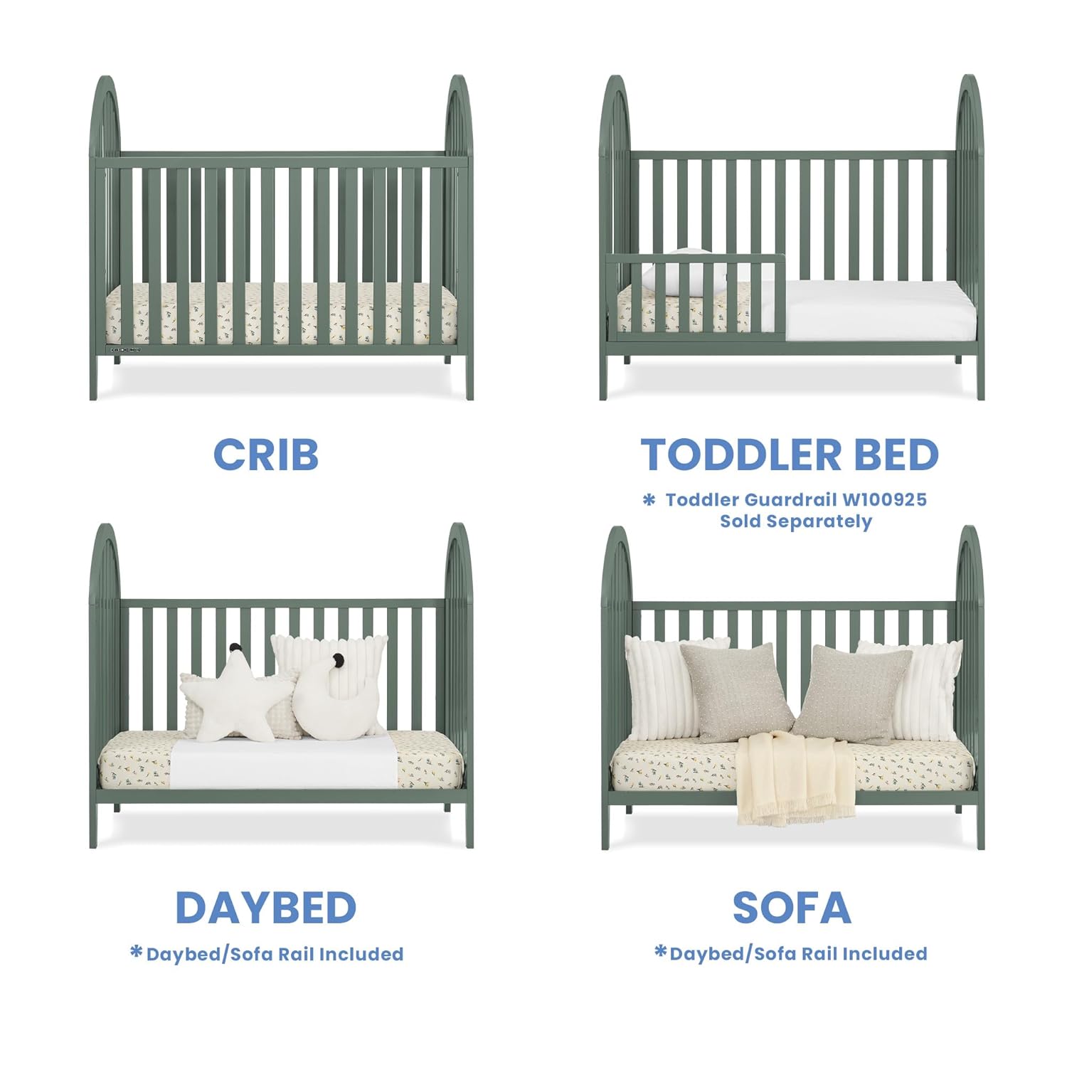 Milano 4-in-1 Convertible Crib - Greenguard Gold Certified, Grassy Glen
