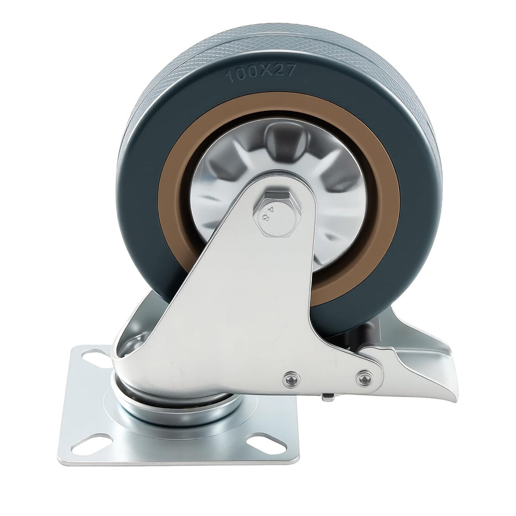8 Pack 4 Inch Caster Wheels Set, 1144lb Capacity with Lock Brake Heavy Duty Swivel Plate Casters, 360 Degree Caster
