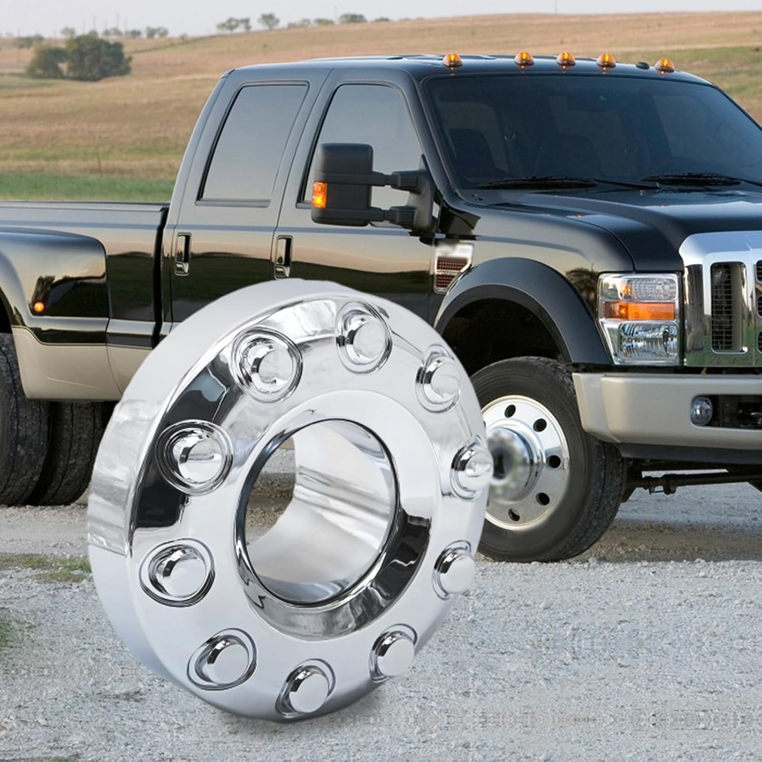 5C3Z1130NA 10 Lug Front Wheel Center Hub Cap Cover Replacement for 2005-2017 Ford F450 F550 Super Duty DUALLY, Chrome