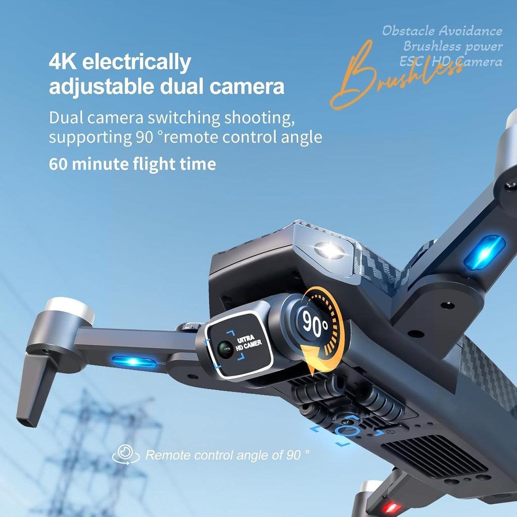 4K UHD GPS Drone (Equipped with dual cameras), Foldable Drone, small-scale Drone Control Quadcopter With Height