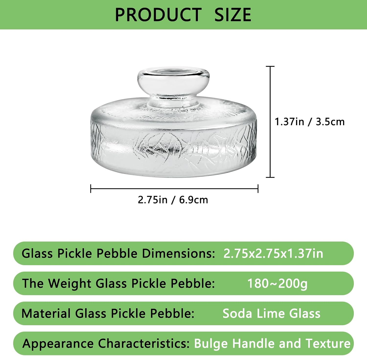 10-Pack Glass Fermentation Weights with Easy Grip Handle and Unique Texture Design for Large Wide Mouth Mason Jars