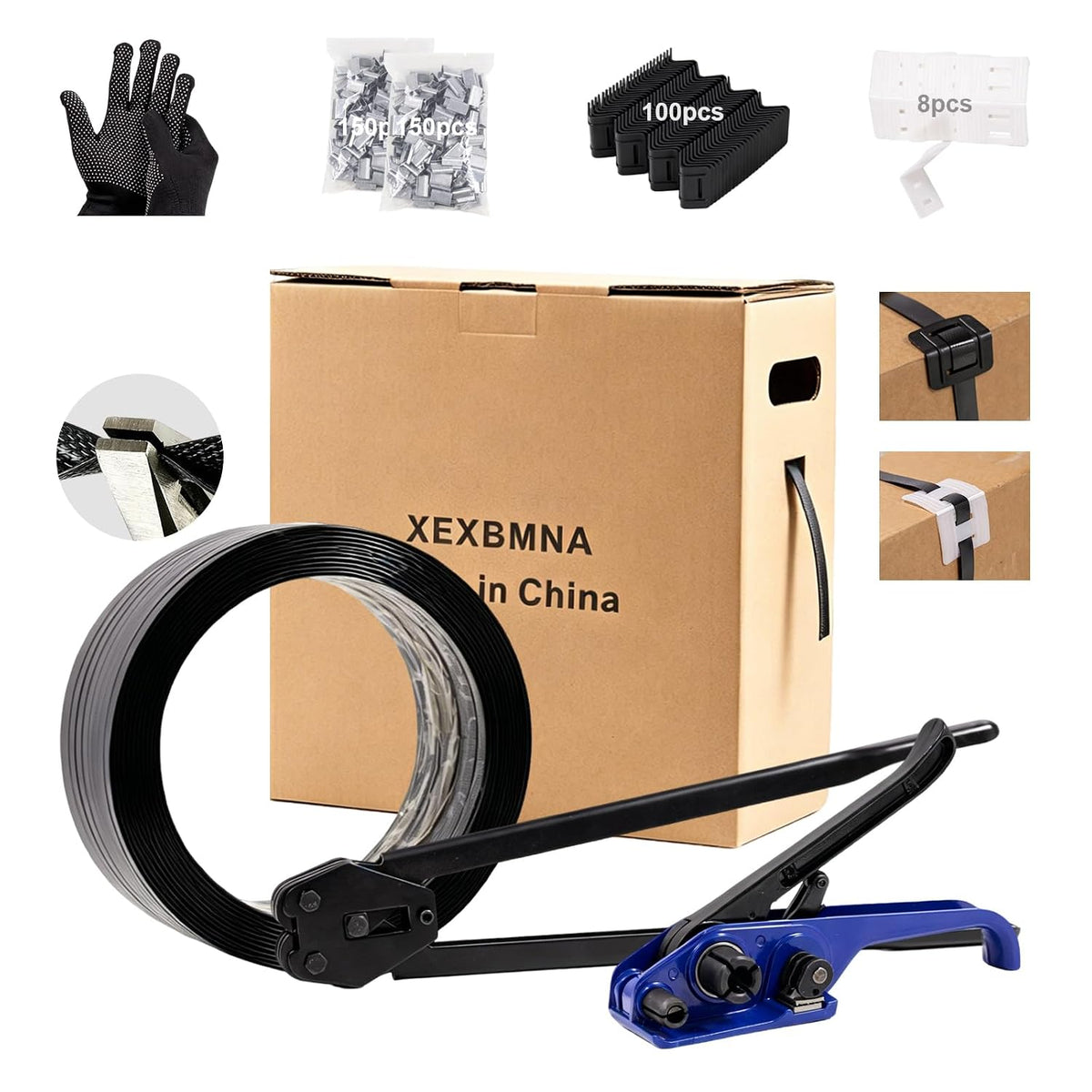 Banding Strapping Kit with 5/8" x1100 ft Polyester Band PET Strapping Roll
