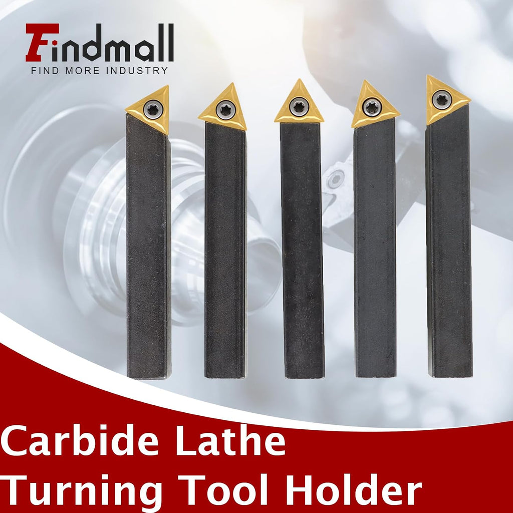 findmall 5Pcs 1/2 Inch Indexable Carbide Lathe Turning Tool Holder
