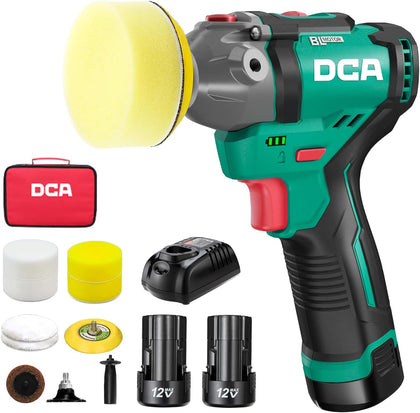 12V Cordless Buffer Polisher, 3" Brushless Mini Car Polisher & 2" Sander Machine Kit with 2x 2.0Ah Batteries, 2