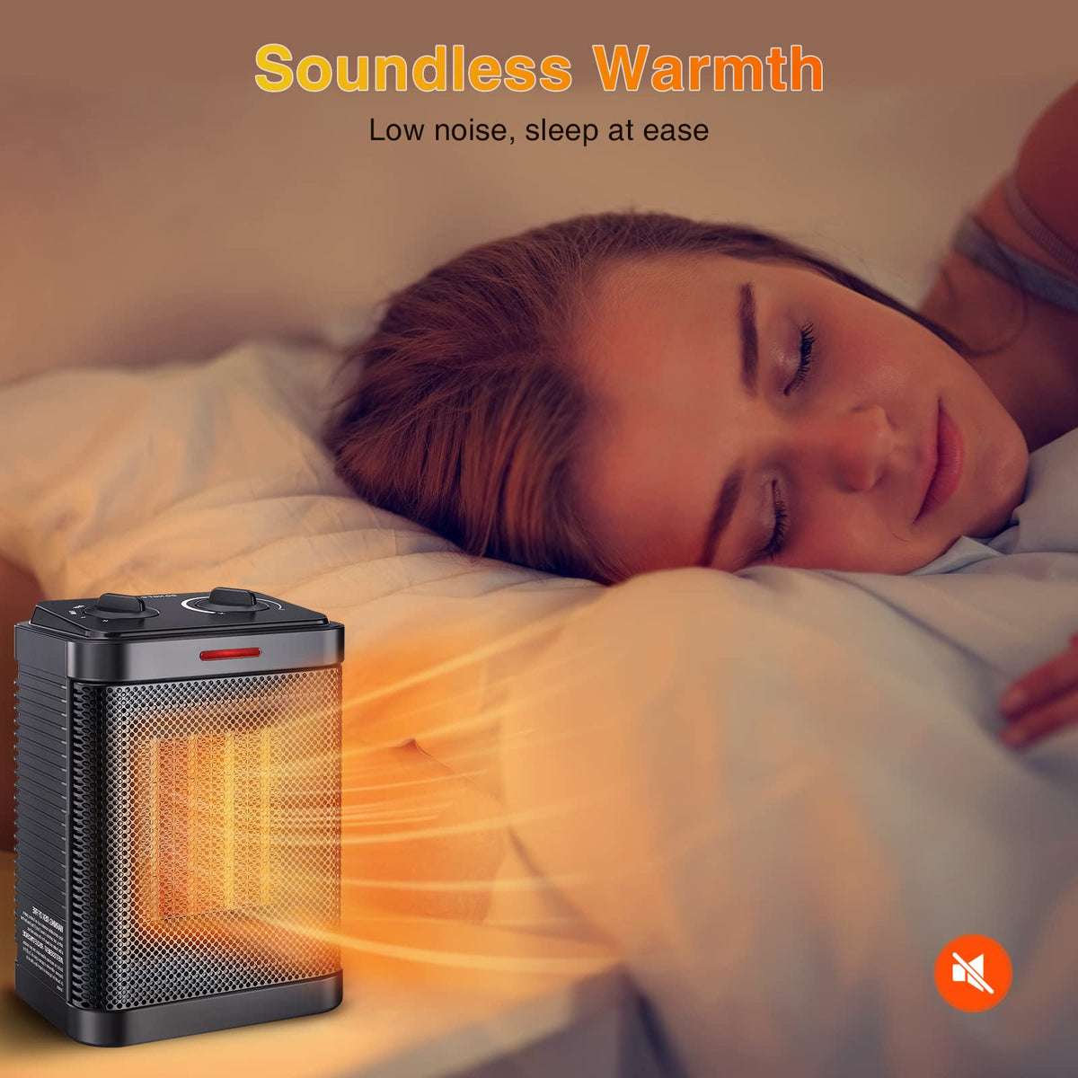 1500W Ceramic Space Heater, Fast Portable Indoor Heater, Black