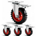 5 Inch Caster Wheels Heavy Duty, Casters Set of 4 Safety Dual Locking Rubber Wheels, Heavy Duty - 2400 Lbs Capacity