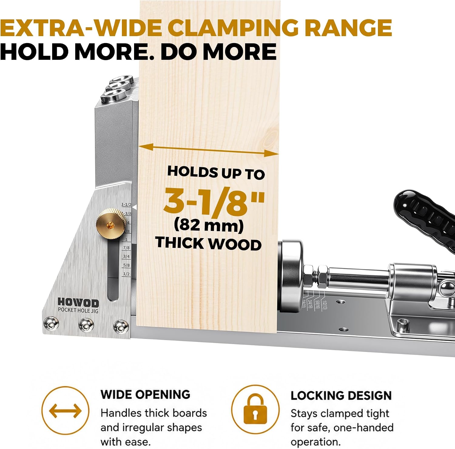 Pocket Hole Jig Kit, Professional Metal Pocket Screw Jig System | Detachable Vacuum Adapter, 3 Titanium-Coated Drill