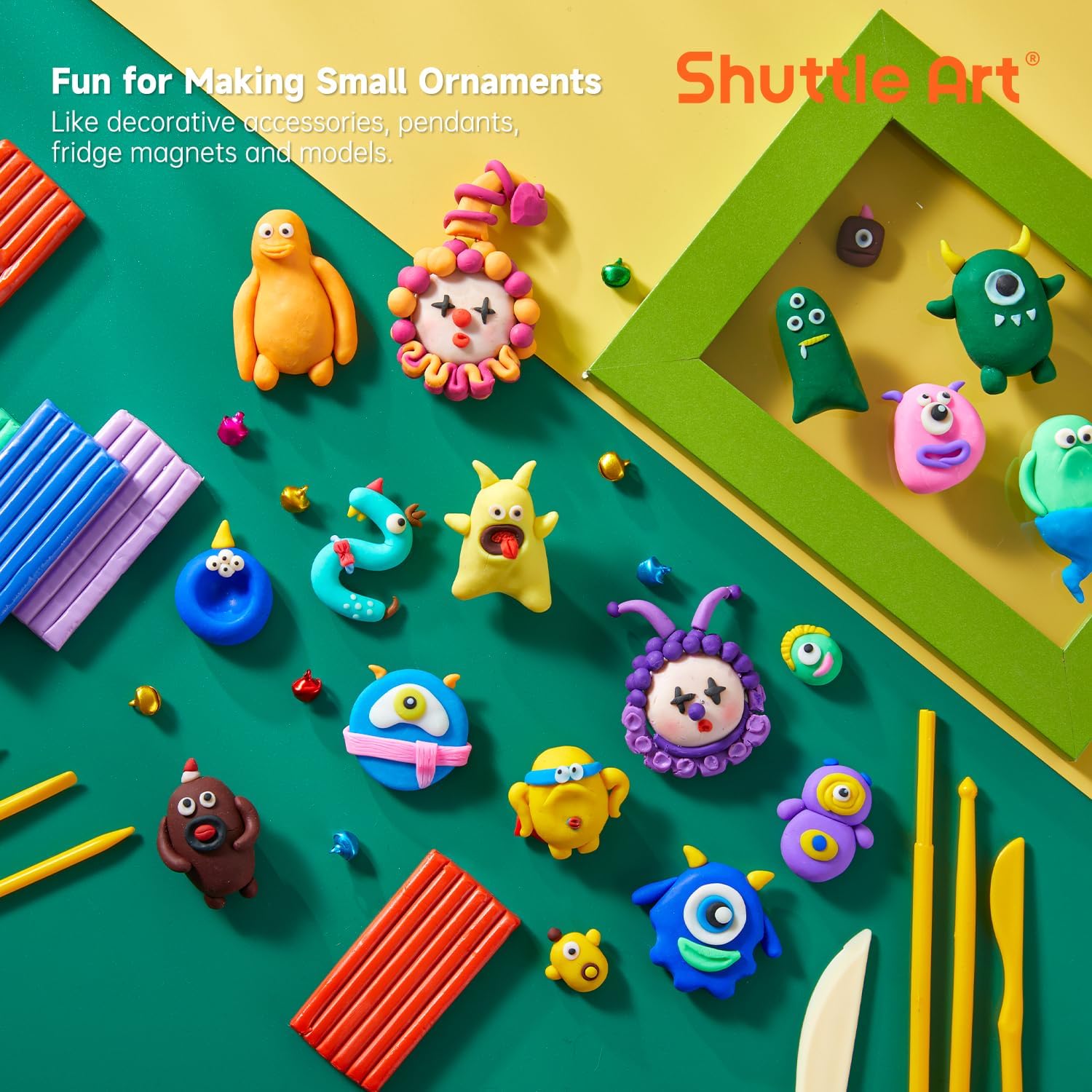 Polymer Clay Kit, 50 Colors Oven Bake Clay for Kids with 19 Carving Tools and 10 Accessories, Non-Sticky, Non-Toxic