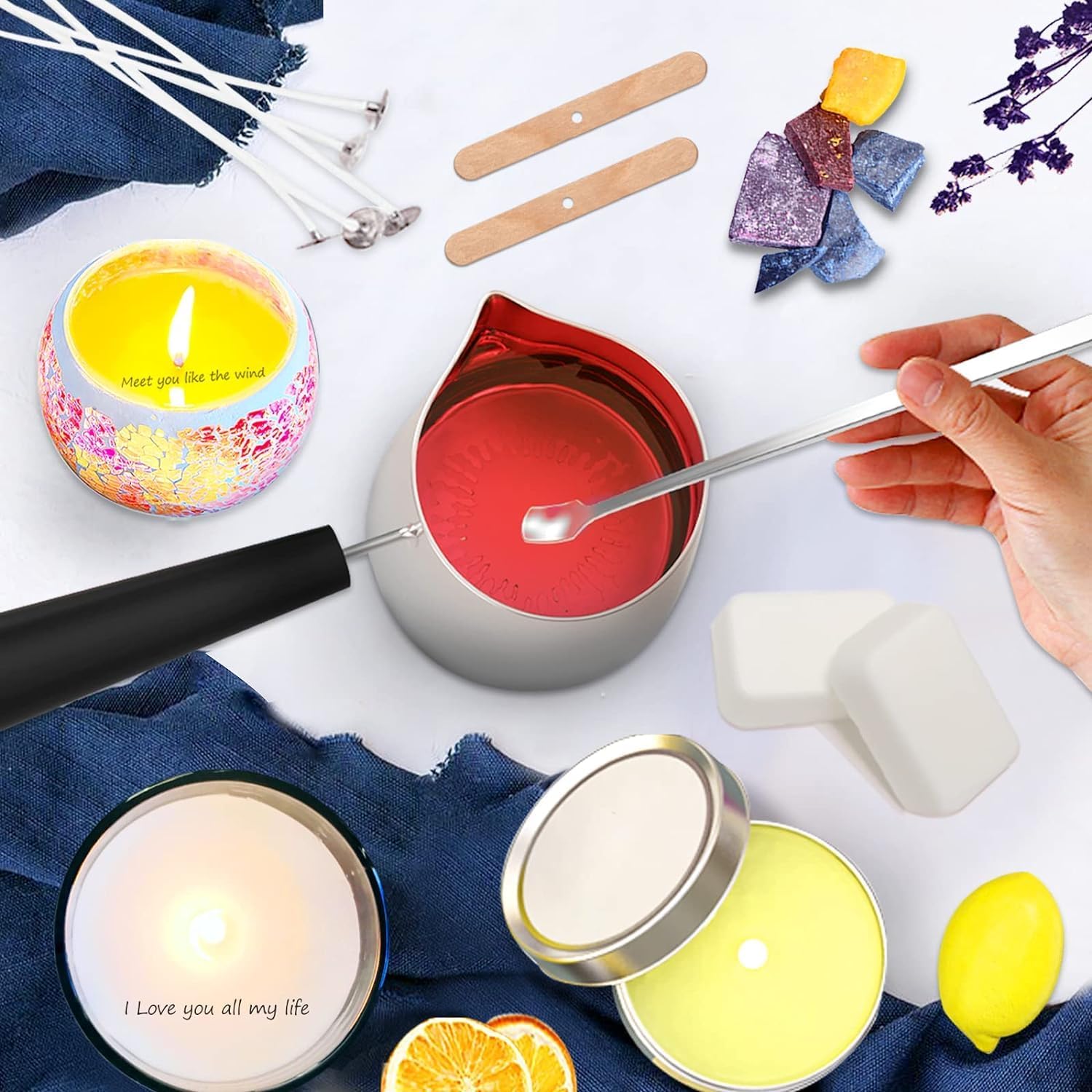 Candle Making Kit for Adults Beginners,Candle Making Supplies Include Soy Wax for Candle Making,Candle Wax Melting