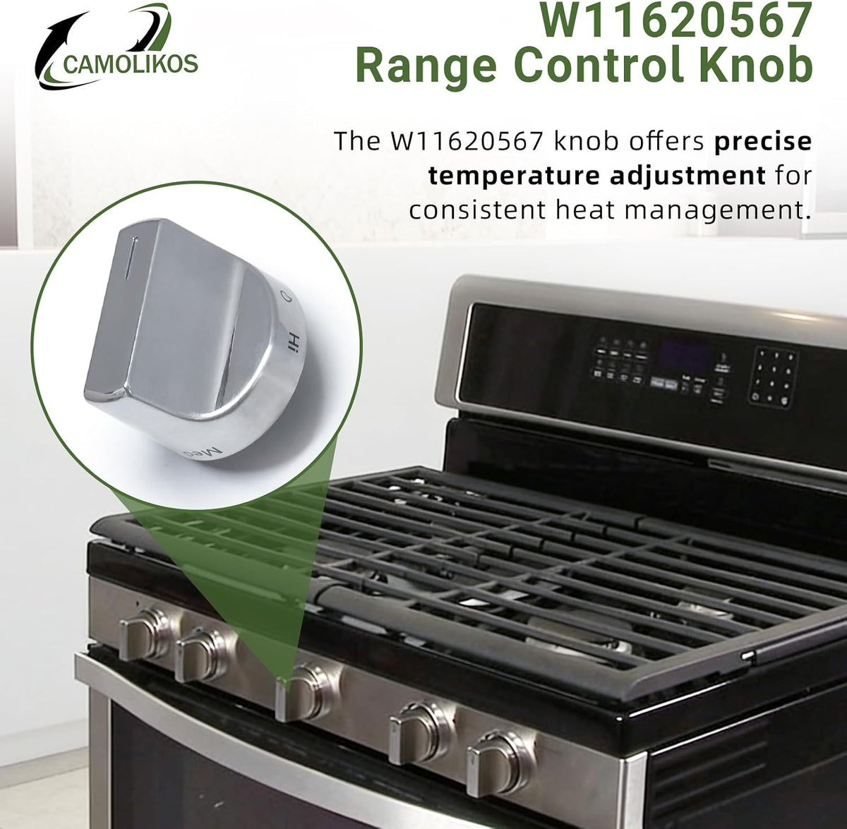5PC W11620567 Range Control Knob Fits for Whirlpool KitchenAid Maytag Ranges W11620567 Control Knob Replaces 4981570 PS16745048 EAP16745048
