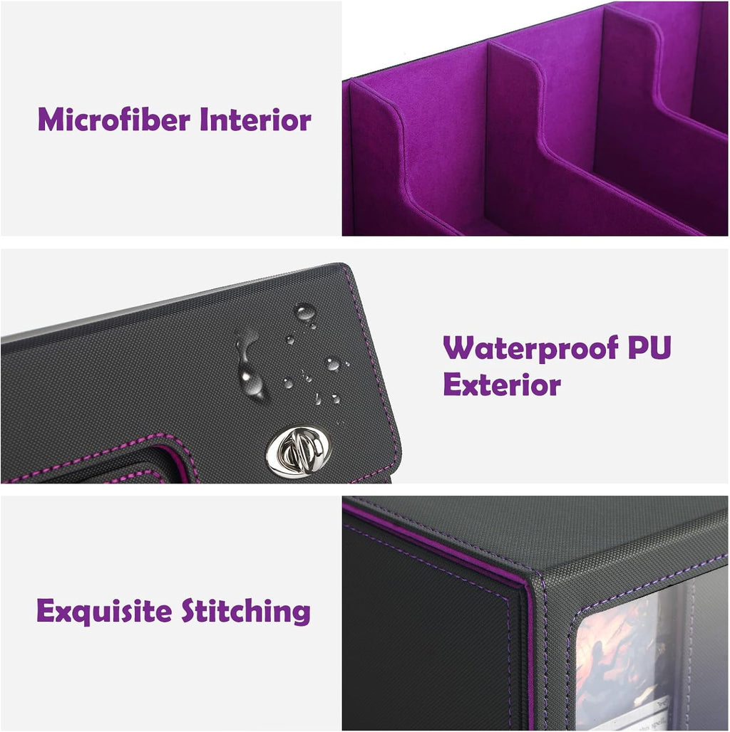 5-Row Trading Card Storage Box with Handle and Commander Display, 3900+ Card Case Includes 5 Top Loaders, 5 Stoppers