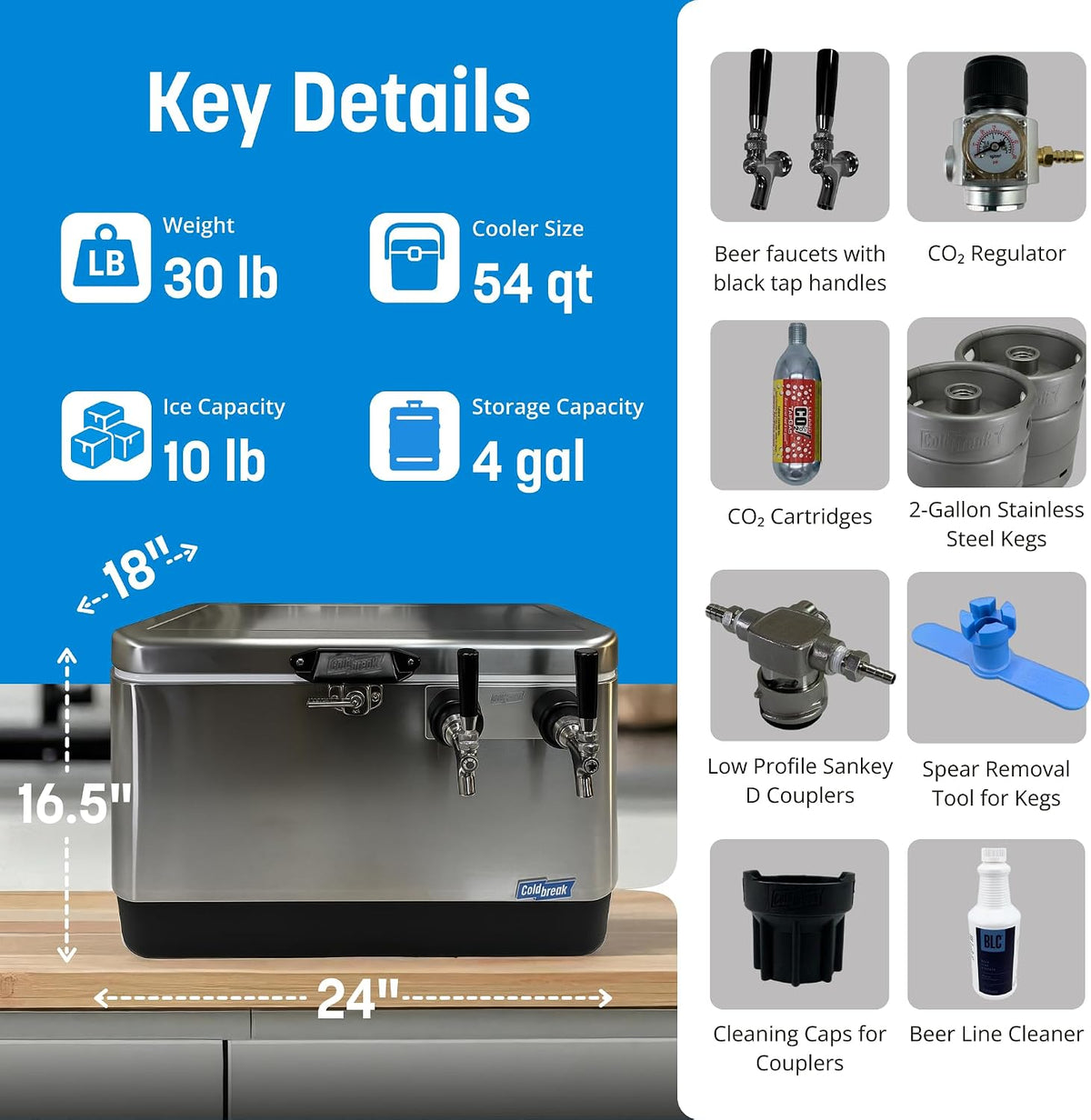 ColdOne Duo Portable Kegerator, (2) Two Gallon Kegs, Batch Craft Coctails, Easy Fill