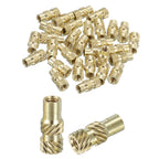 uxcell Knurled Insert Nuts, 50pcs M3 x 12mm L x 5mm OD 3D Printing Brass Nuts Female Threaded Inserts Brass Heat Set Insert Embedment Nuts
