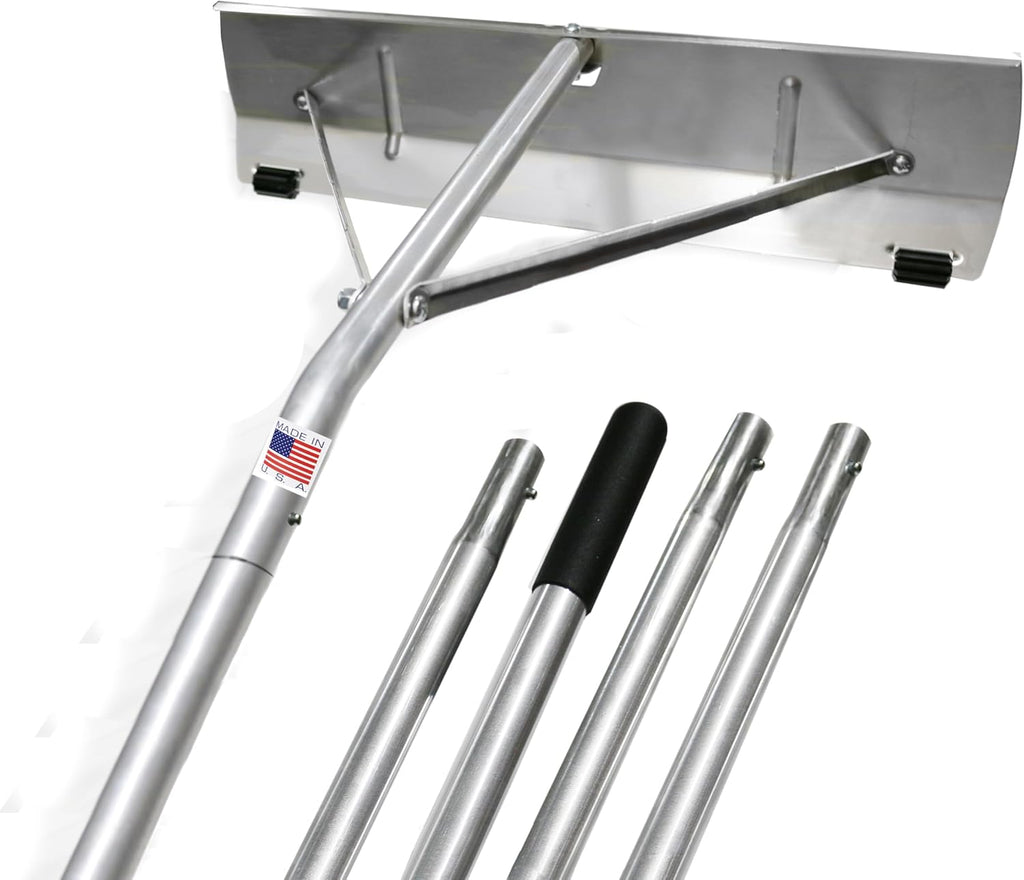 USA-Made Snow Roof Rake with Shingle Saver Rollers (20 Foot)