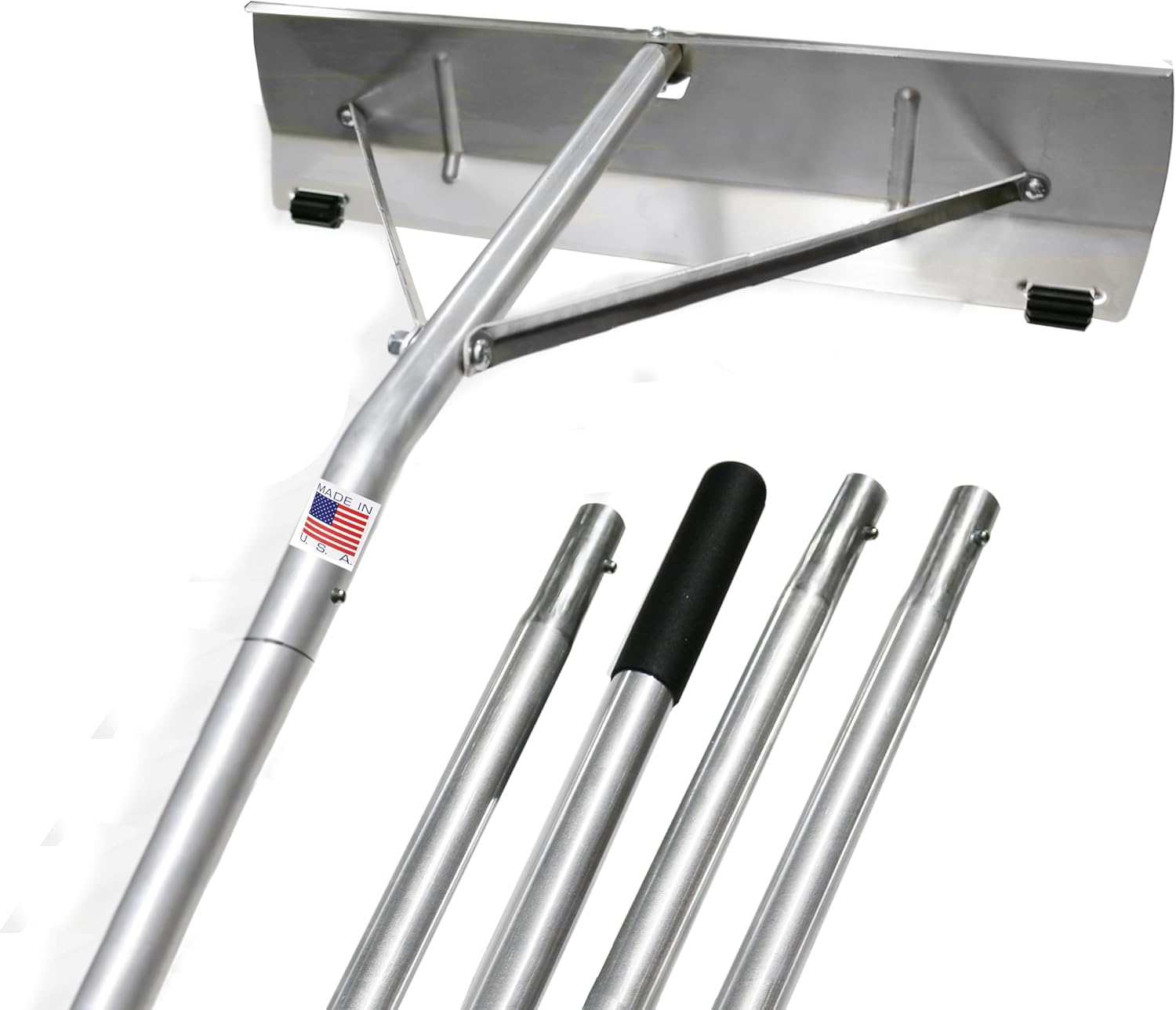 USA-Made Snow Roof Rake with Shingle Saver Rollers (20 Foot)