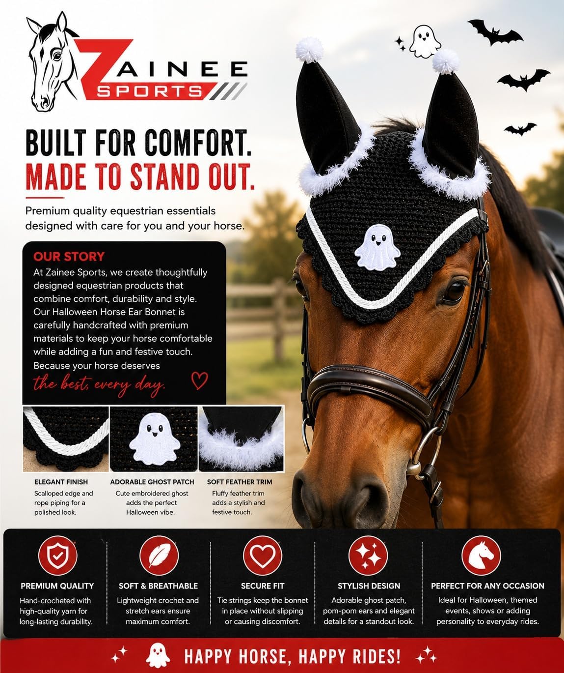 Halloween English Saddle Pad Set Black Orange