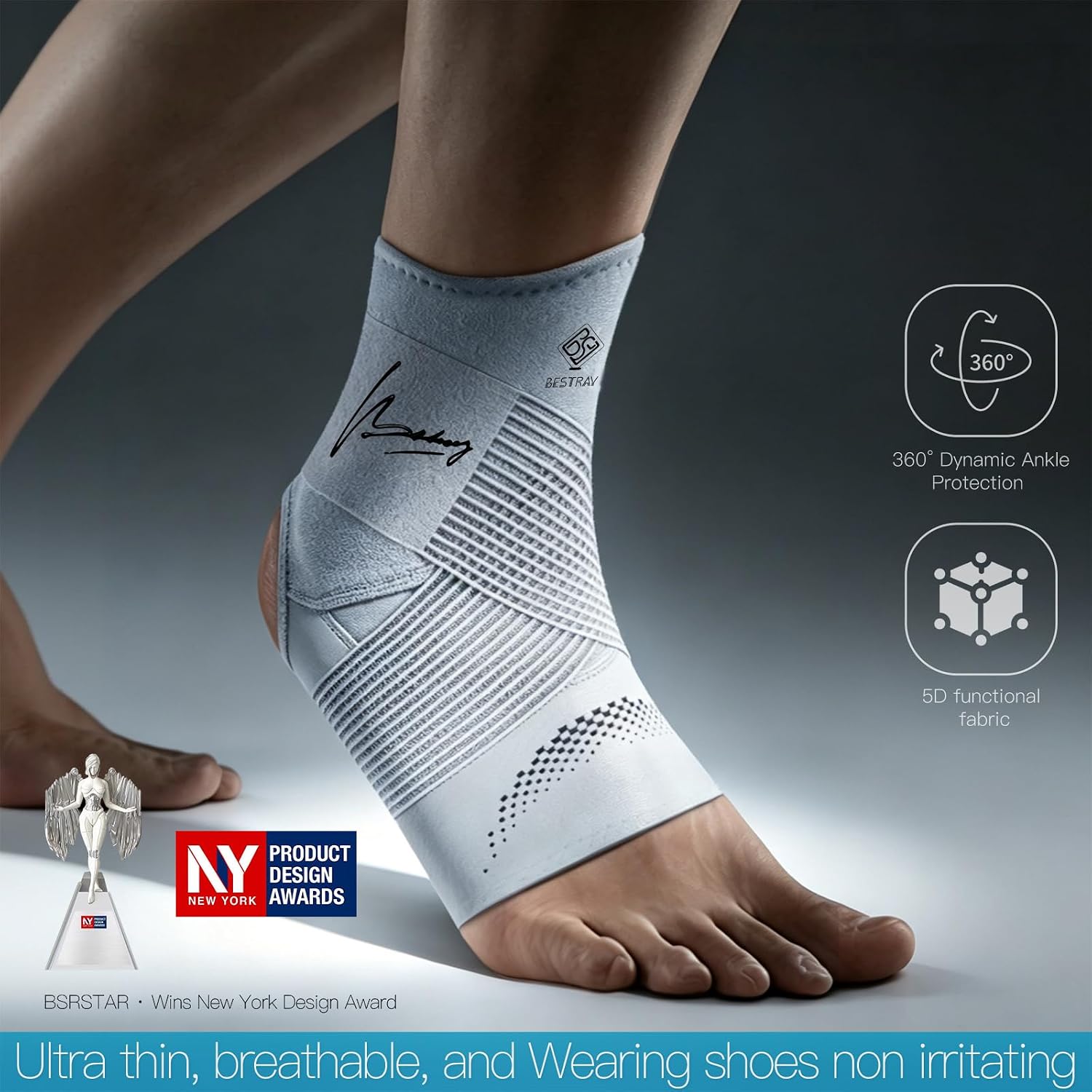 Ultra-Thin Ankle Brace for Women Men, Breathable Compression Ankle Support for Sprained Ankle, Achilles Tendonitis &