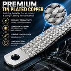 Ground Straps, 1PCS 8 Inch Tin-Plated Copper Braided Engine Ground Strap