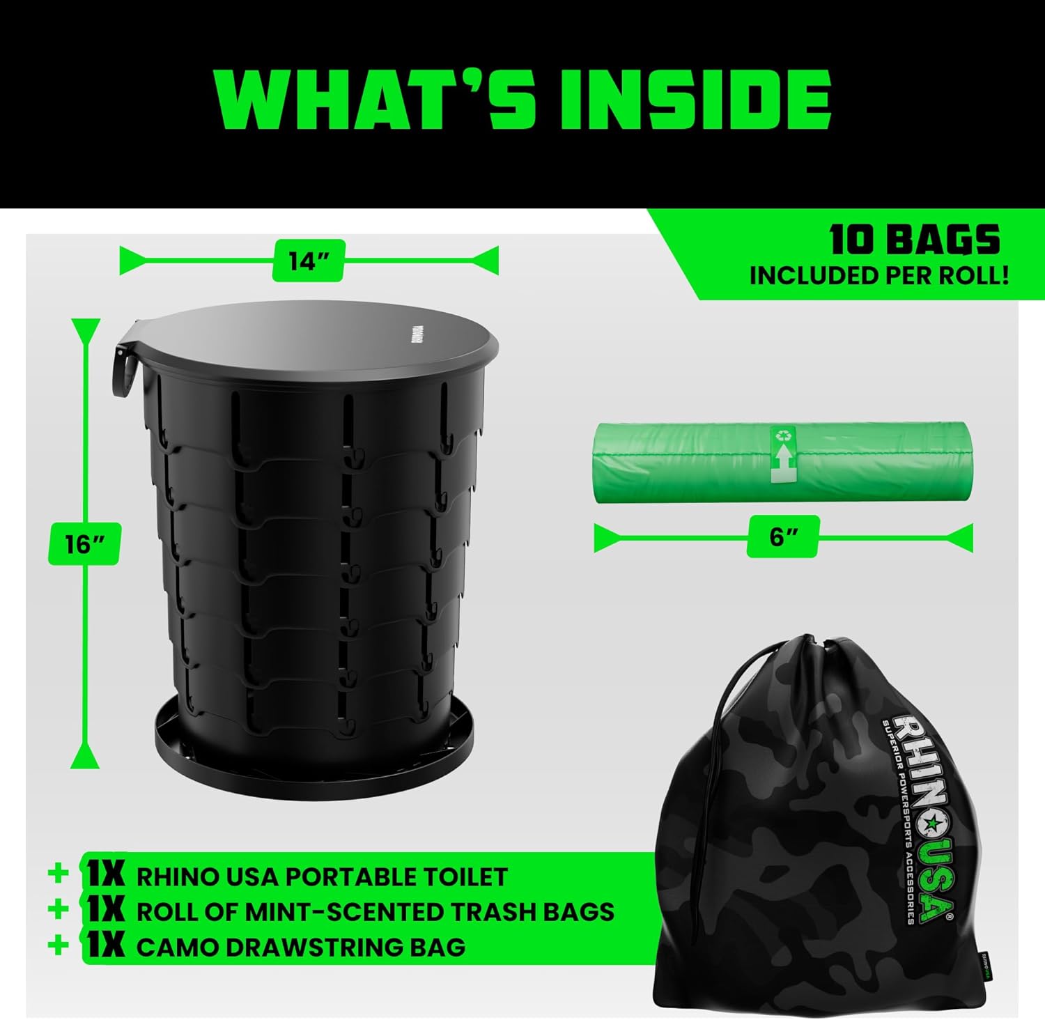 XL Portable Toilet for Camping (400lb Capacity) - Adjustable | Retractable, Collapsible Design. Adjustable Height