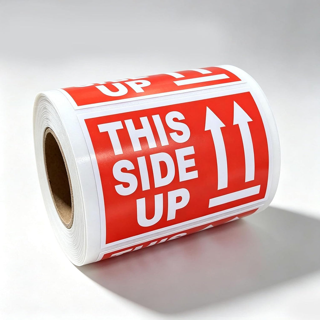 This Side Up Warning Stickers, 300 Pcs, 2" X 3"