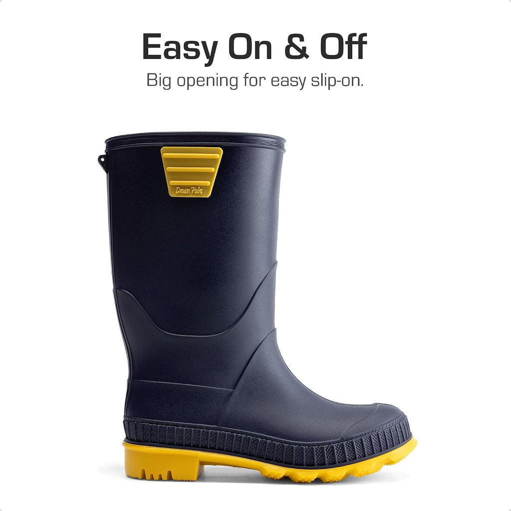 Kids Waterproof Outdoor Rain Boots | Lightweight,Non-Slip Outsole,Easy-On,Unisex Boys Girls,Outdoor Puddle Rainy Day