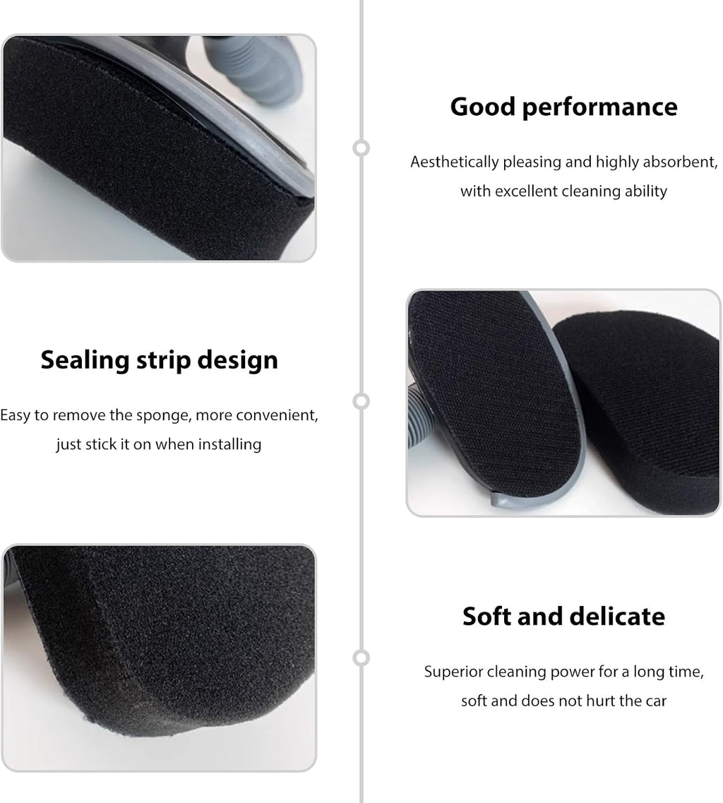 Car Tire Shine Applicator, High-Density Sponge Tyre Dressing Applicator Pad with Curved Handle, Reusable Wheel