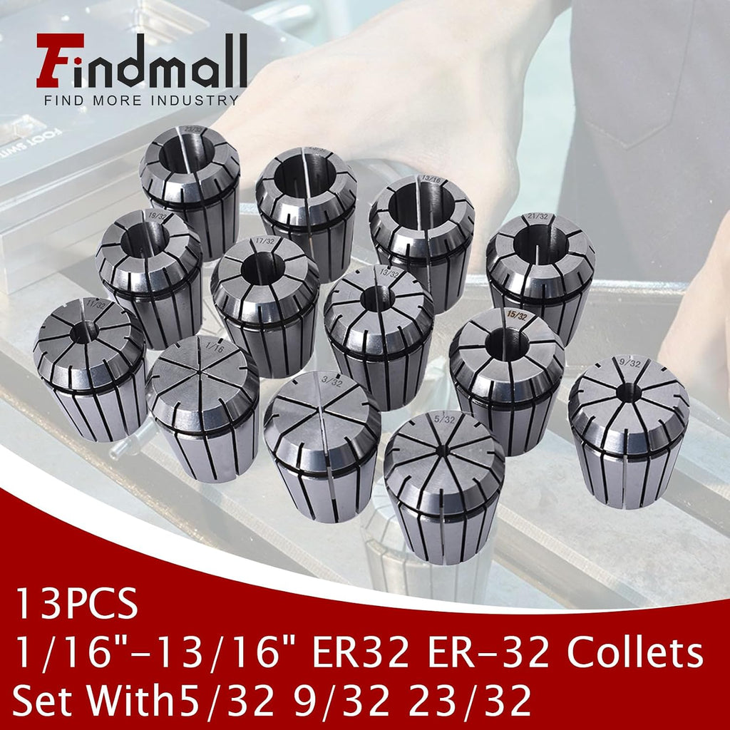findmall ER32 Collets Set 13PCS 1/16"-13/16"