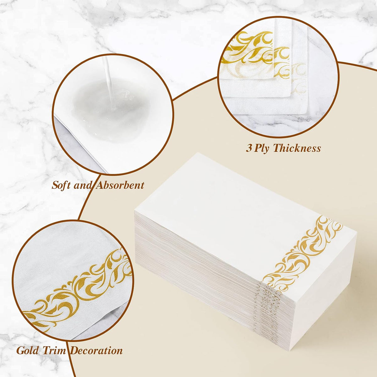 200 Pack Disposable Paper Napkins, 3-Ply Soft & Absorbent
