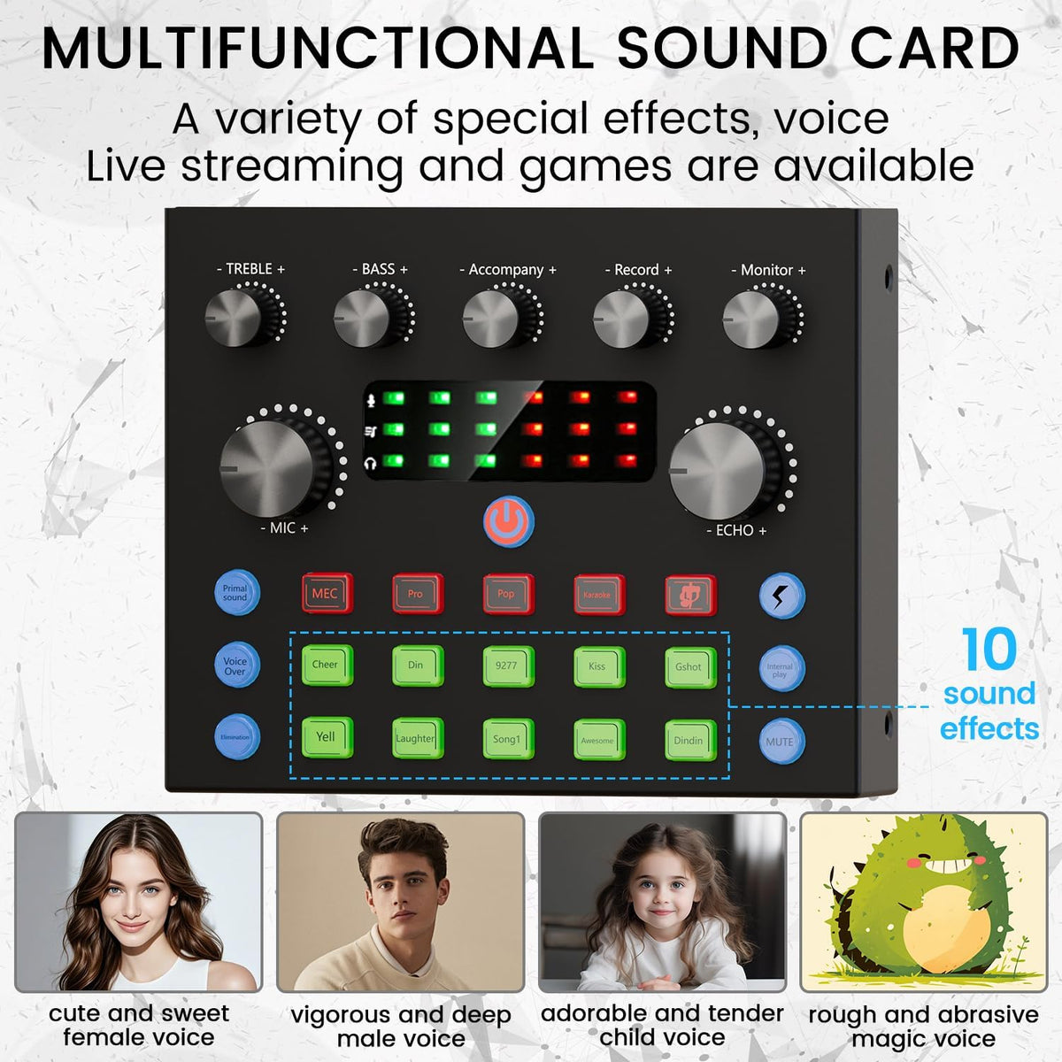 Podcast Equipment Bundle, Recording Studio Package with Podcast Microphone and Voice Changer, Live Sound Card - Audio