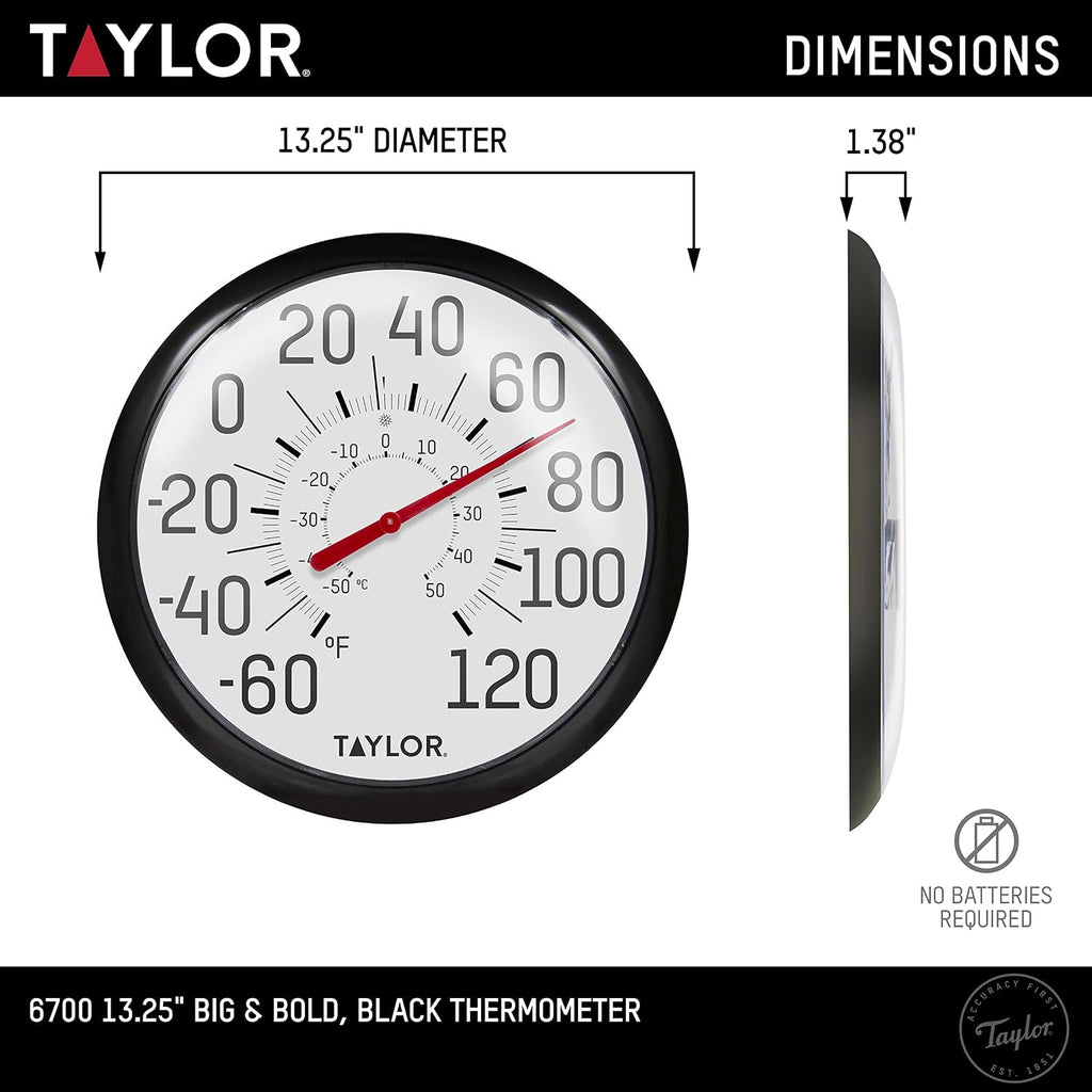 Taylor 13.25 Inch in/Out Dial Weather Thermometer