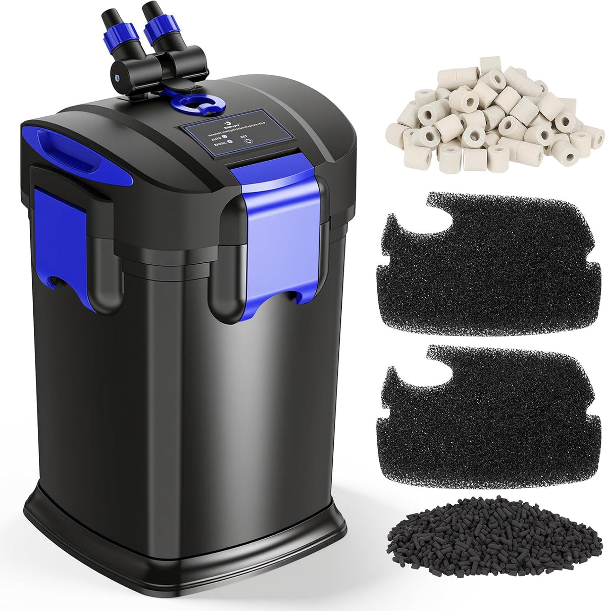 Canister Filters, 581GPH Self-Priming External Fish Tank Filter