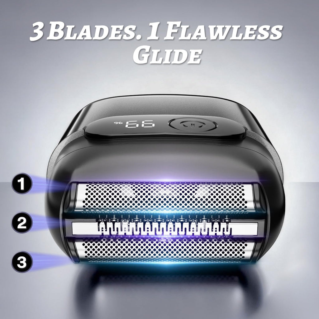 Electric Foil Shaver for Men,Compact 3D Floating Shaving Heads,Pewter
