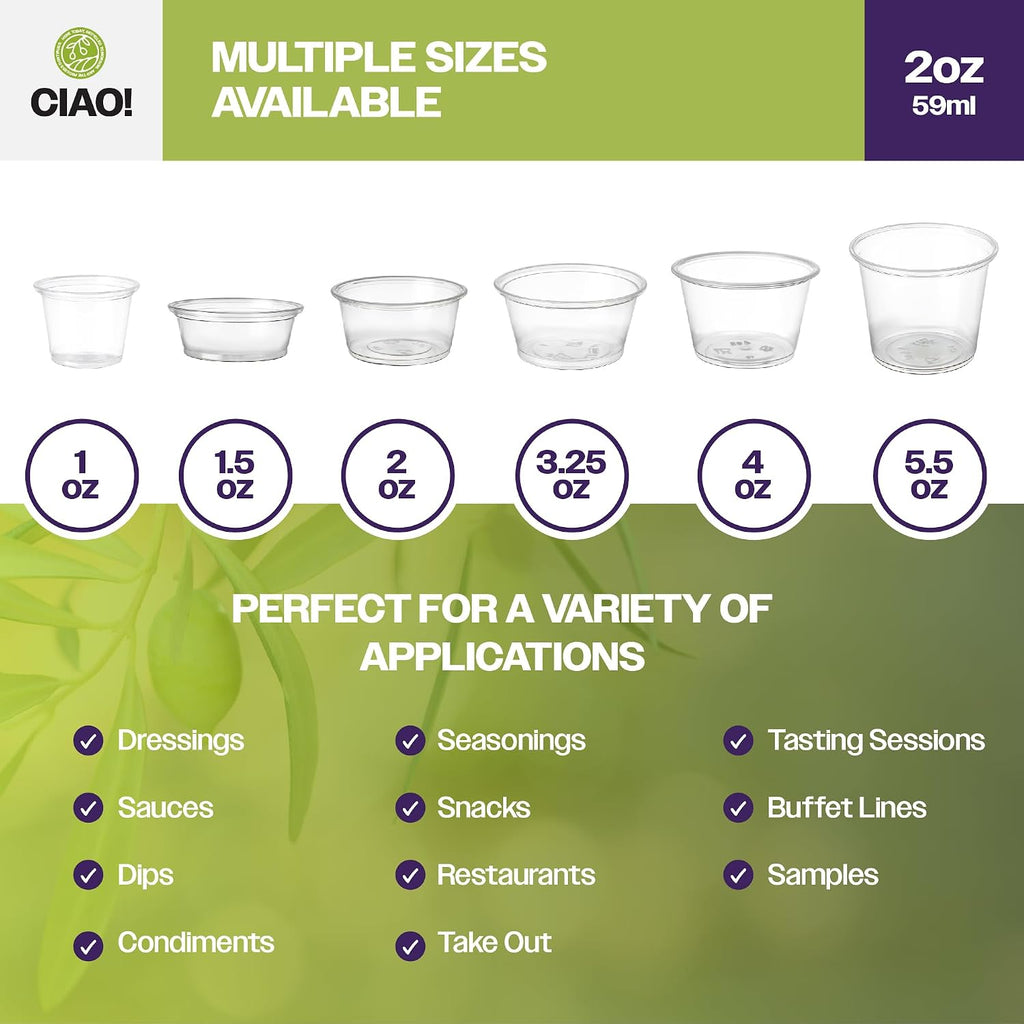 2OZ PP Clear Portion Cup, Lids Sold Separately (Case of 2,500)