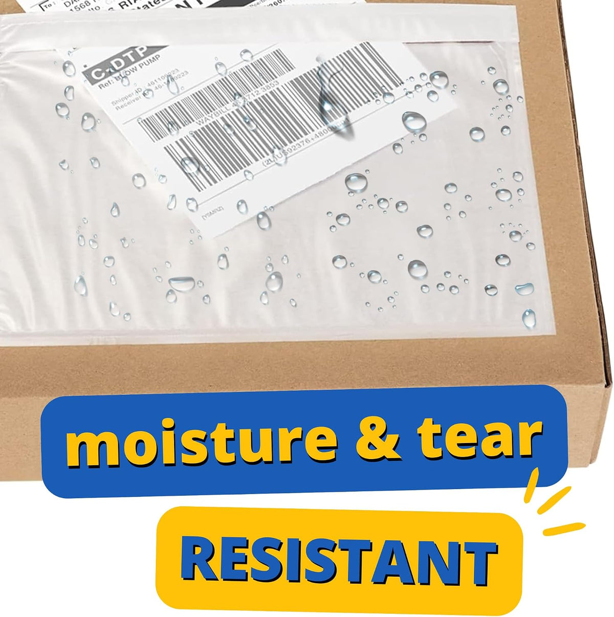 Pack 100 Clear Plastic Self-Adhesive Shipping Label Sleeves - Packing Slip Envelope Pouches - Durable, Waterproof