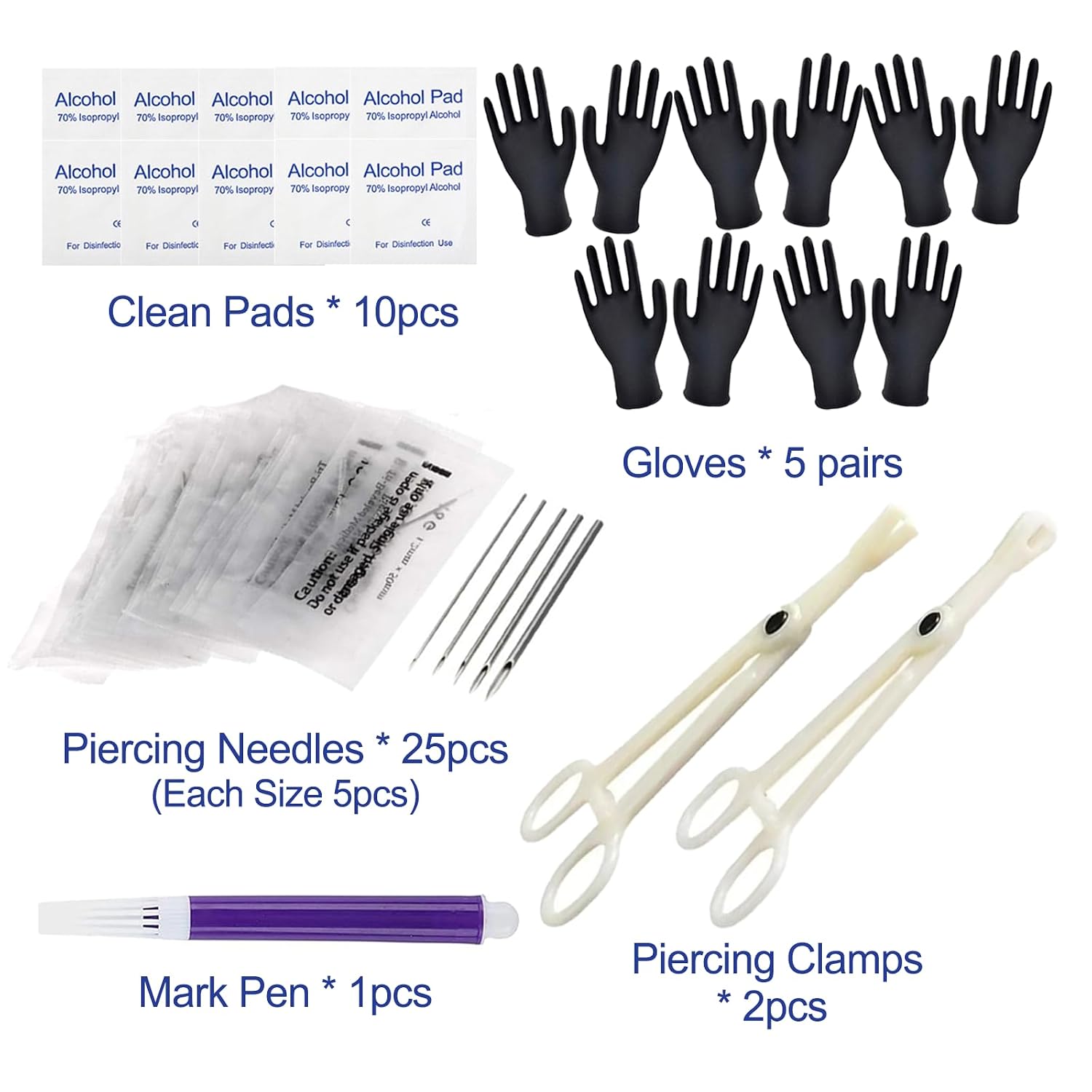 16G Piercing Needles Kit - Yugui 43pcs Ear Nose Piercing Kits Supplies