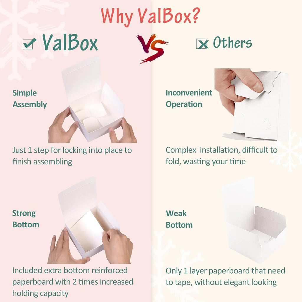 3x3x3 White Cube Gift Boxes - 50pcs Recycled Paper Boxes with Lids for Gifts, Crafting, Cupcake & Party Favors
