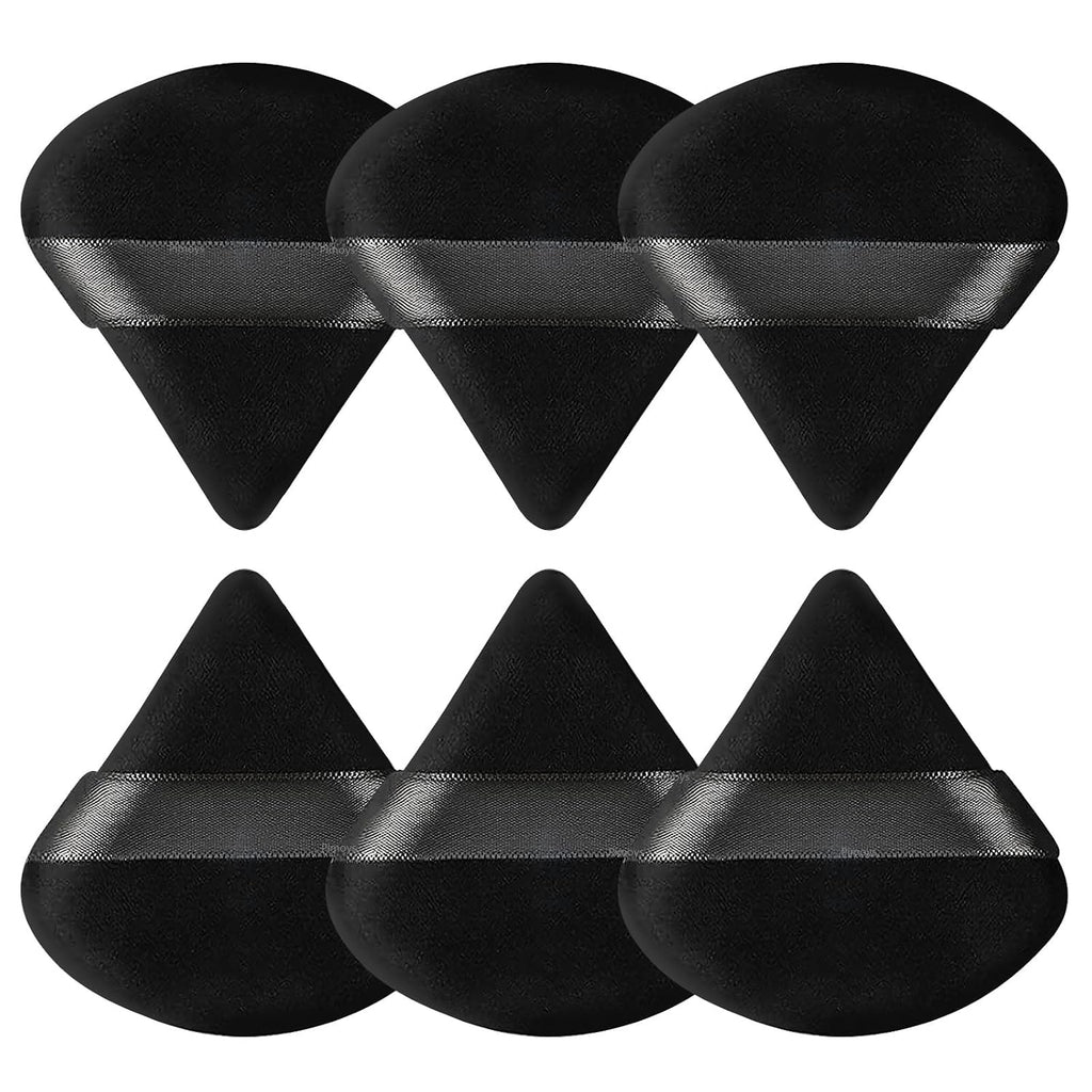 Powder Puffs, 6 Pack Triangle Makeup Puff, Black