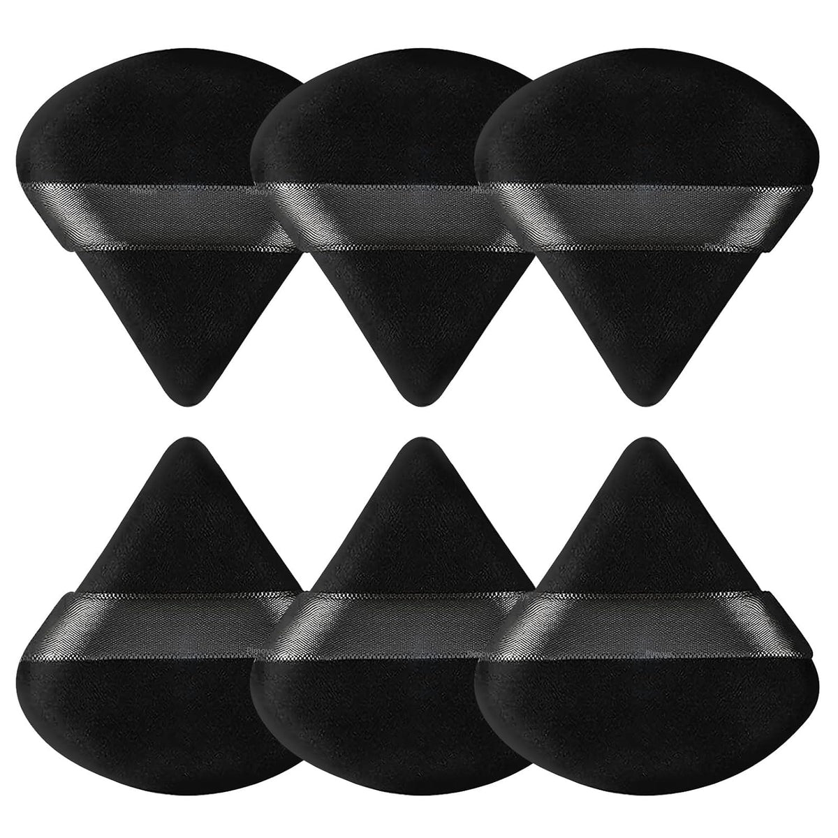 Powder Puffs, 6 Pack Triangle Makeup Puff, Black