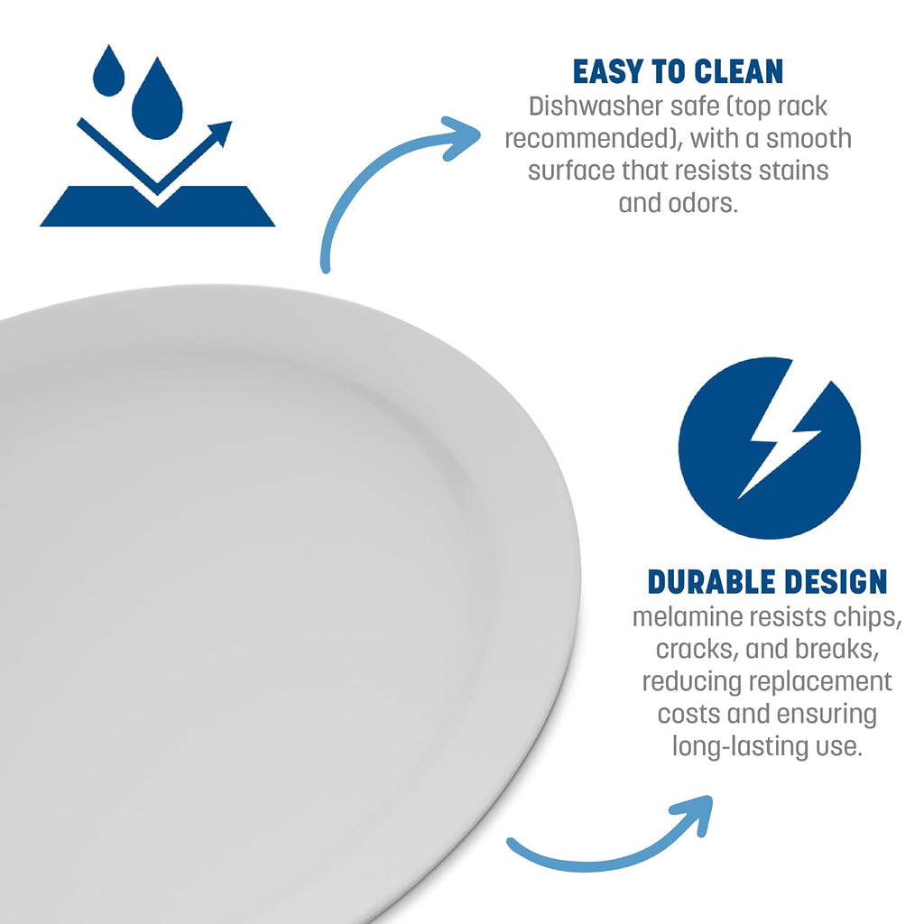 Kingline Dinner Plate, Heavy Duty Melamine Dish for Serving, 9", 48 Count, Red