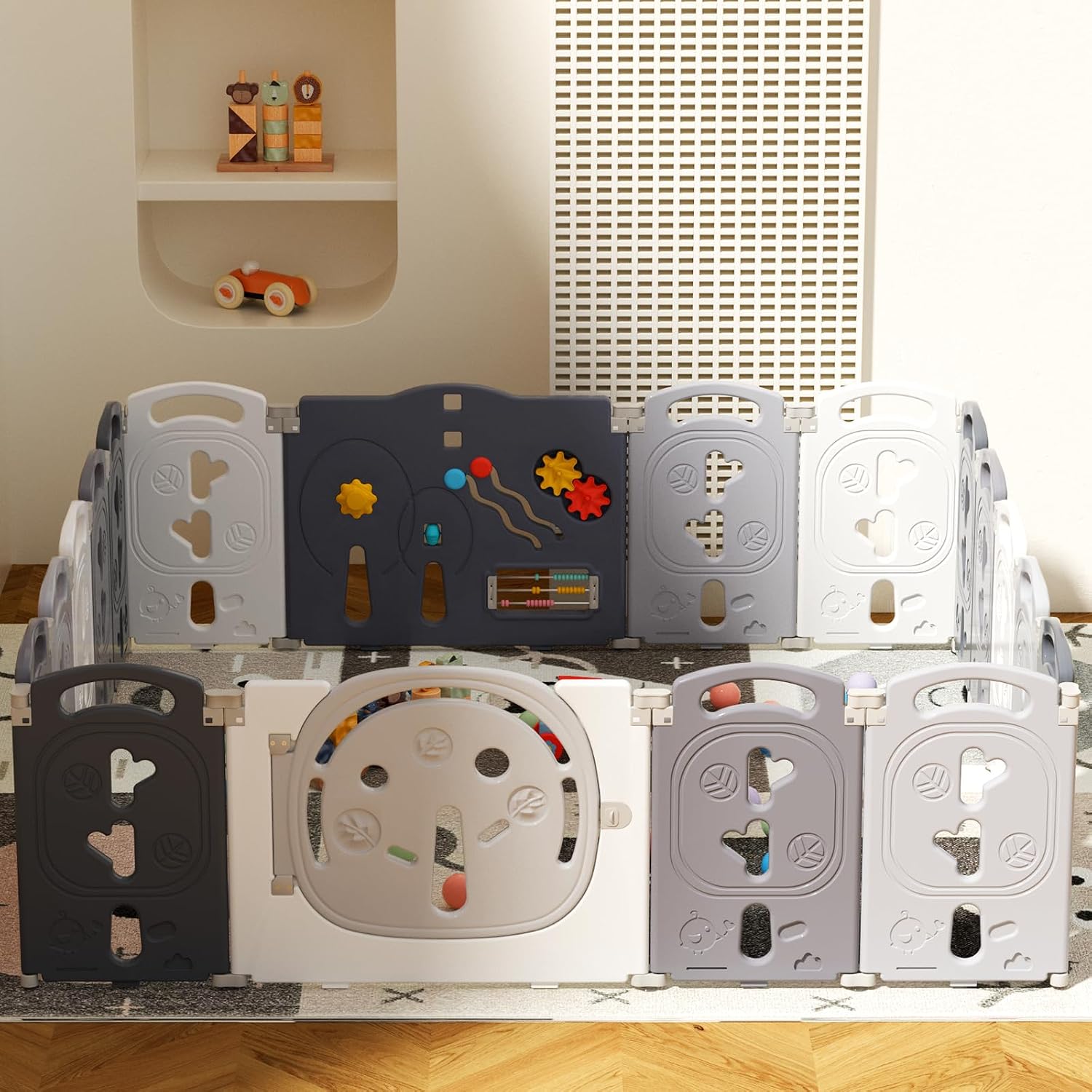 Baby Playpen, Foldable & Portable Play Yard for Babies and Toddlers, Easy Assemble 18 Panel Kids Fence Safety